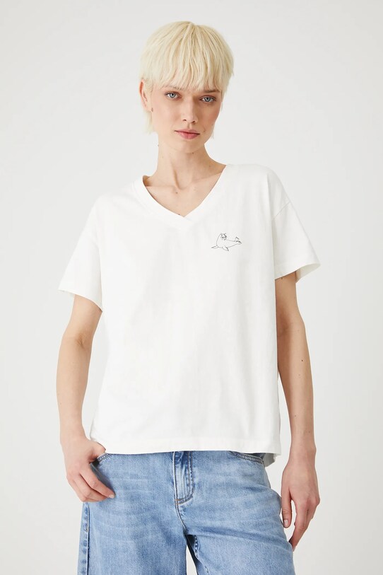 T-shirt bawełniany damski z kolekcji Medicine x Słowiński Park Narodowy kolor beżowy RS25.TSDA57 beżowy RS25