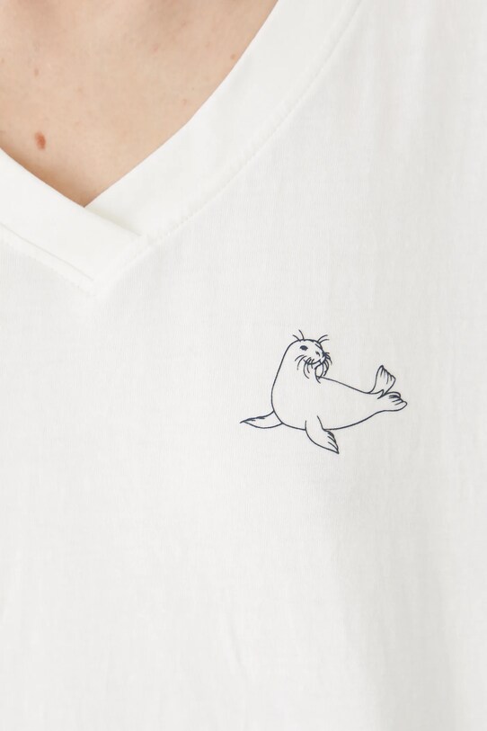 T-shirt bawełniany damski z kolekcji Medicine x Słowiński Park Narodowy kolor beżowy RS25.TSDA57