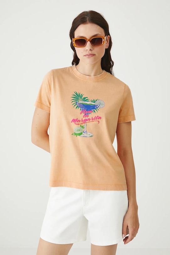 Medicine tricou din bumbac print portocaliu RS25.TSDB03