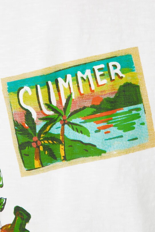 T-shirt bawełniany damski z nadrukiem i haftem kolor biały RS25.TSDB06