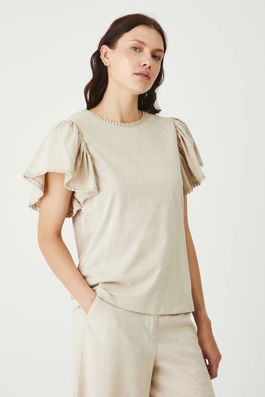 Medicine tricou din bumbac forma V bej RS25.TSDB19