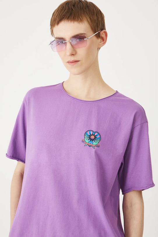 Medicine tricou din bumbac print violet RS25.TSDC00
