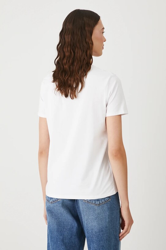 Odzież T-shirt bawełniany damski z elastanem z nadrukiem kolor biały RS25.TSDC06 biały