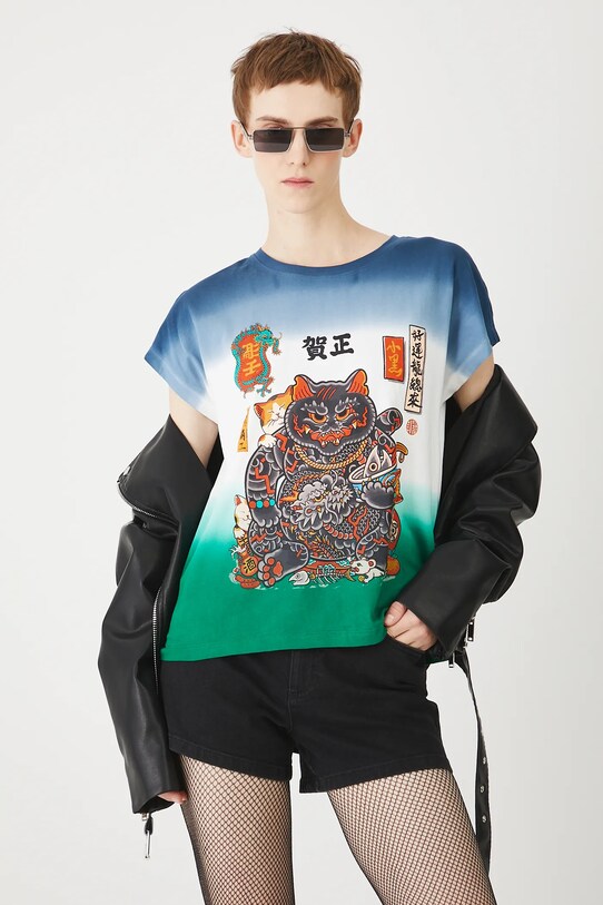 T-shirt bawełniany damski Tattoo Art by Boren Huang – Horiren 彫壬 RS25.TSDC57 multicolor RS25