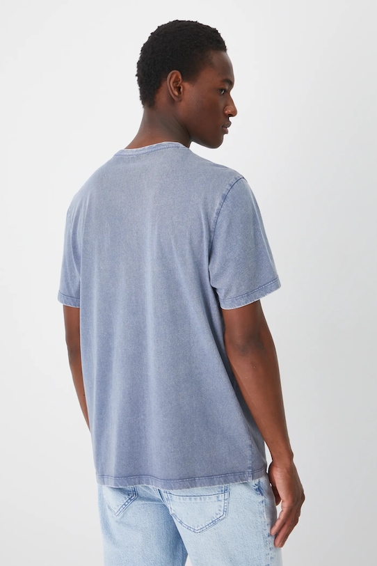 Oblečení Bavlněné tričko se sepraným efektem modrá barva RS25.TSM042 modrá
