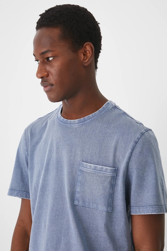 Bavlněné tričko se sepraným efektem modrá barva modrá RS25.TSM042
