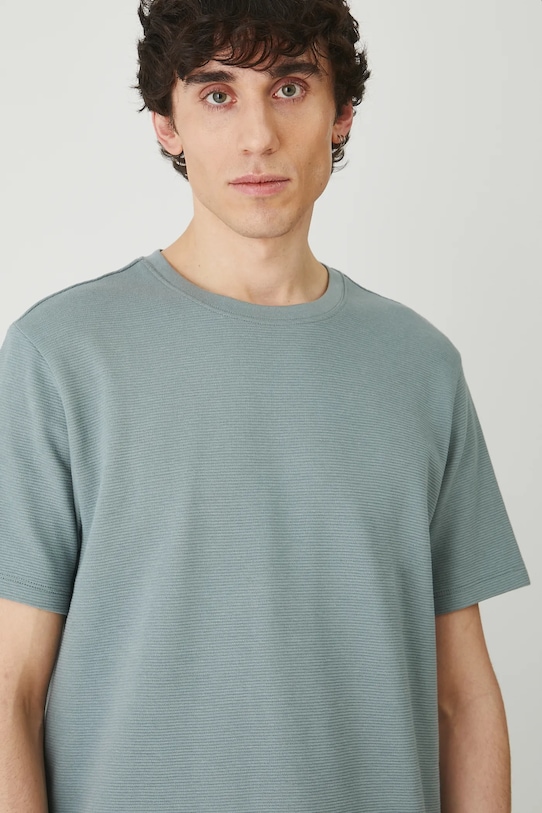 T-shirt bawełniany męski z fakturą kolor turkusowy turkusowy RS25.TSM080