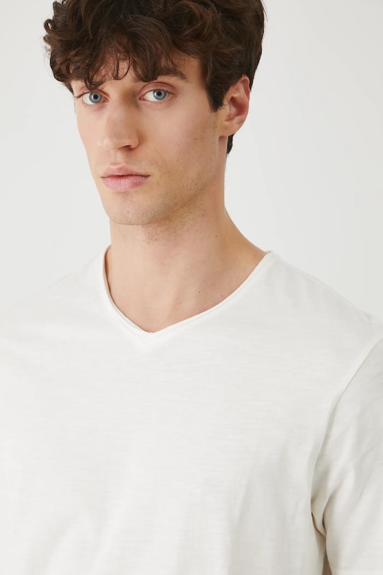 Oblečenie Bavlnené tričko pánske hladký béžová farba RS25.TSM091 béžová