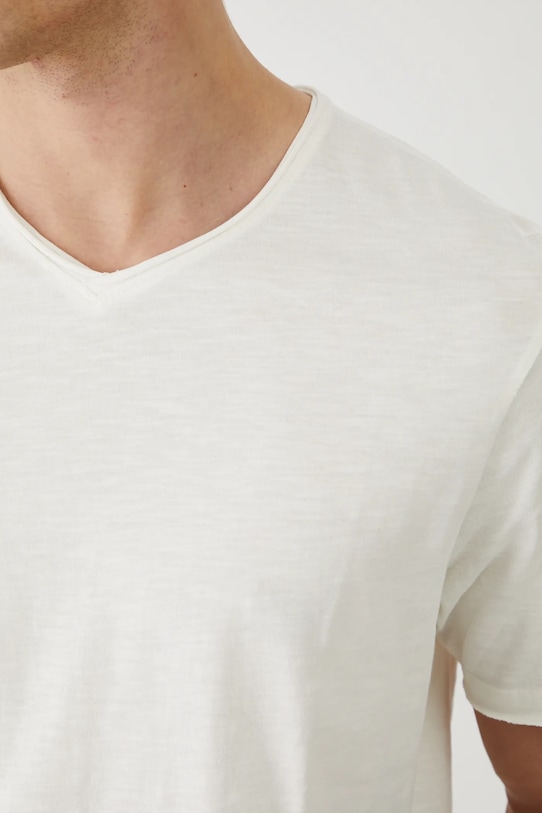 Bavlnené tričko pánske hladký béžová farba béžová RS25.TSM091