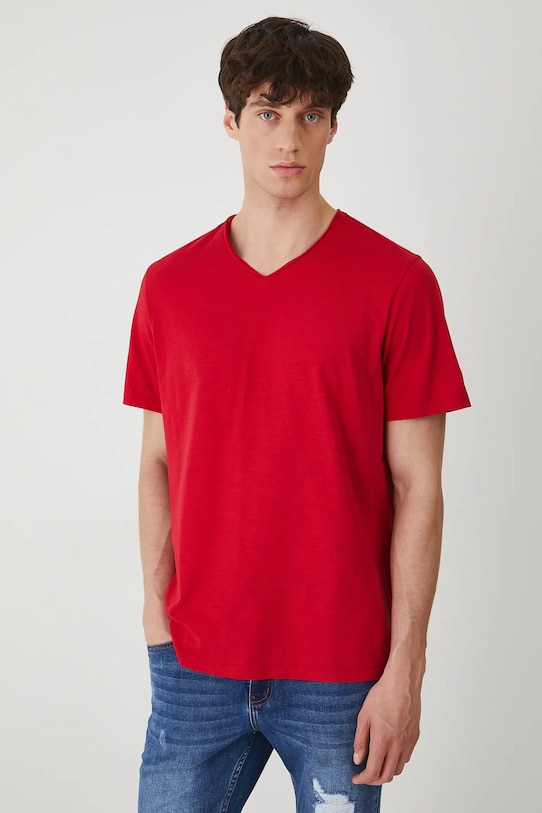 T-shirt bawełniany męski gładki kolor czerwony gładkie czerwony RS25.TSM091