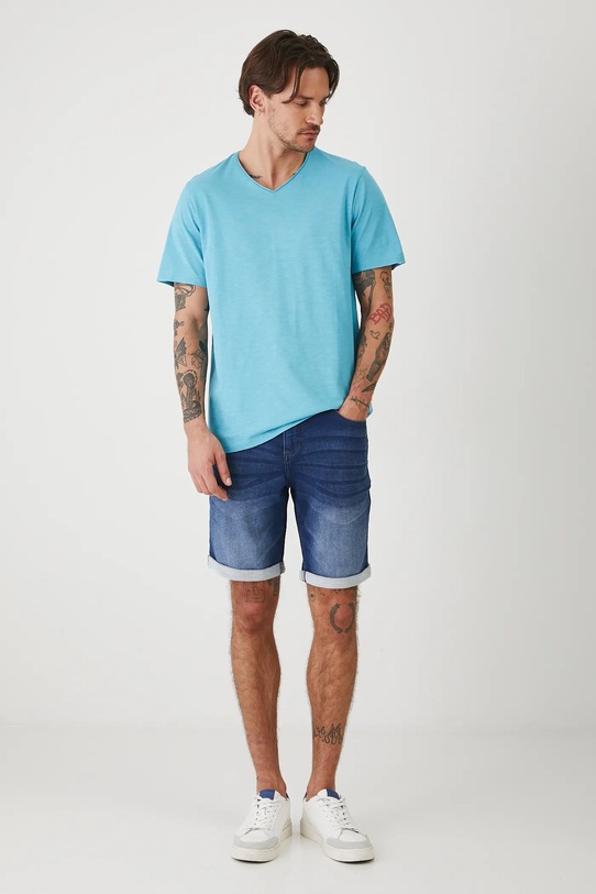 Bavlnené tričko pánske hladký tyrkysová farba RS25.TSM091 tyrkysová RS25