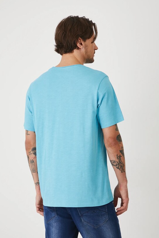 Oblečenie Bavlnené tričko pánske hladký tyrkysová farba RS25.TSM091 tyrkysová