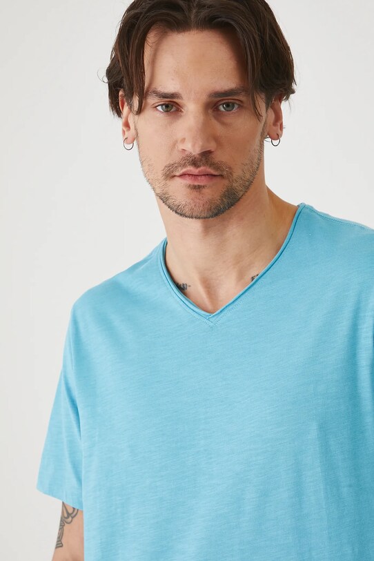 Bavlnené tričko pánske hladký tyrkysová farba tyrkysová RS25.TSM091