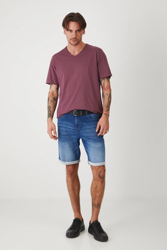 T-shirt bawełniany męski gładki kolor fioletowy RS25.TSM091 fioletowy RS25