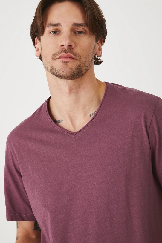 T-shirt bawełniany męski gładki kolor fioletowy fioletowy RS25.TSM091