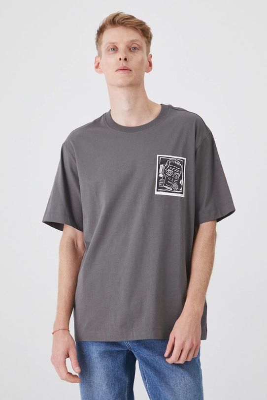 T-shirt bawełniany męski z kolekcji Eviva L'arte kolor szary RS25.TSM255 szary