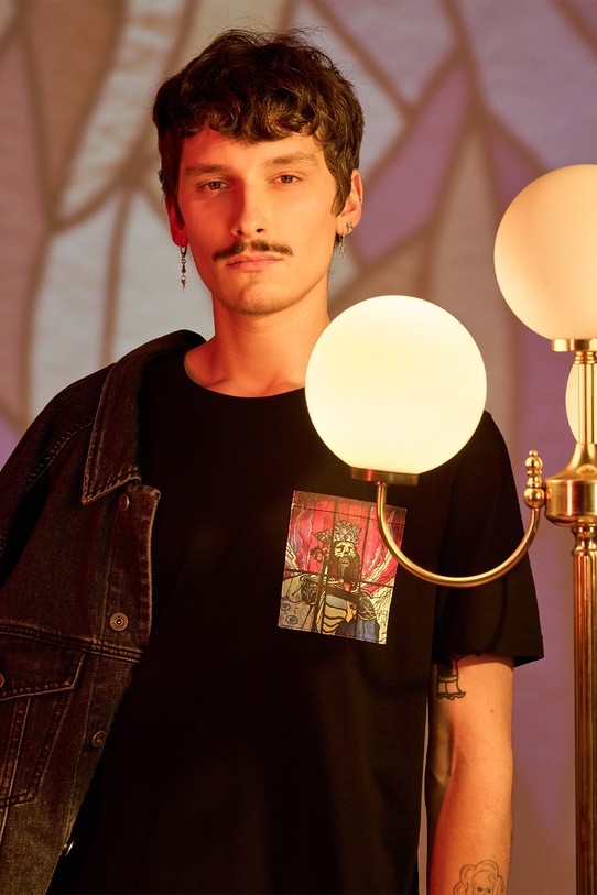 Oblečení Bavlněné tričko ze speciální kolekce Eviva L'arte černá barva RS25.TSM258 černá