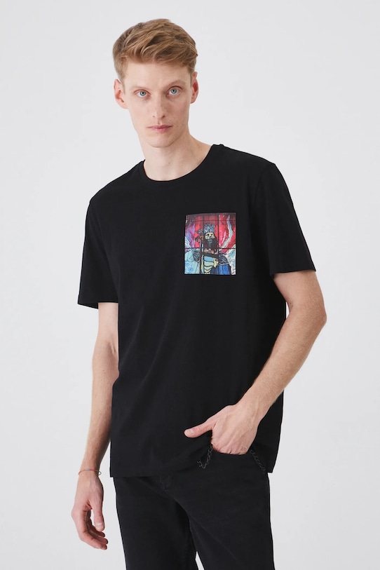 Bavlněné tričko ze speciální kolekce Eviva L'arte černá barva regular černá RS25.TSM258