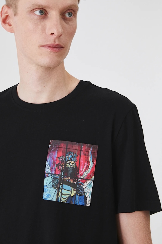 Bavlněné tričko ze speciální kolekce Eviva L'arte černá barva RS25.TSM258 černá