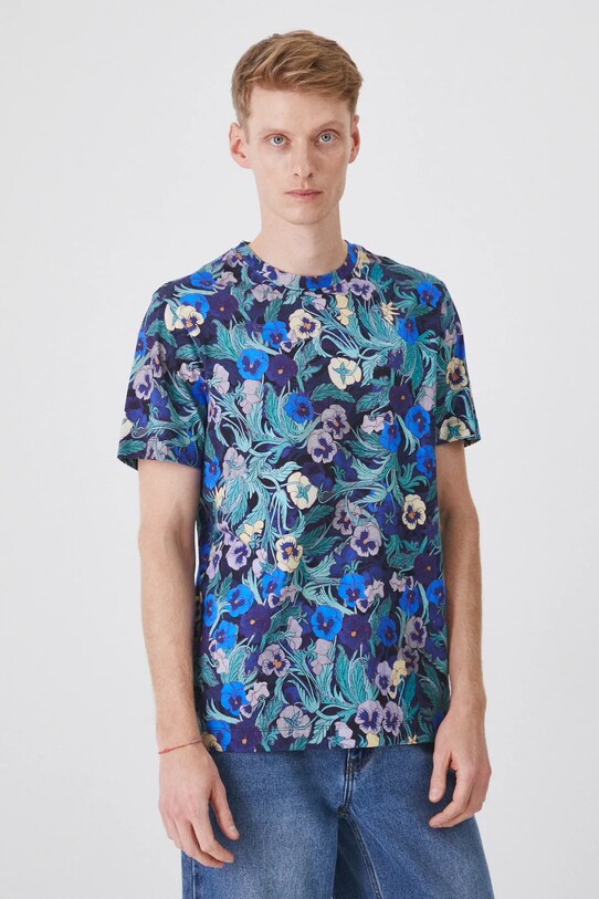 T-shirt bawełniany męski z kolekcji Eviva L'arte kolor czarny RS25.TSM264 niebieski