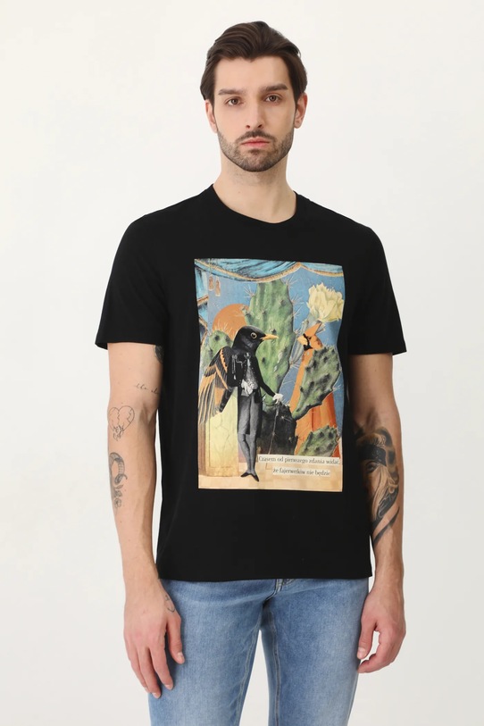 T-shirt bawełniany męski by Magda Kubiak – Dziki Las kolor czarny RS25.TSM283 czarny RS25