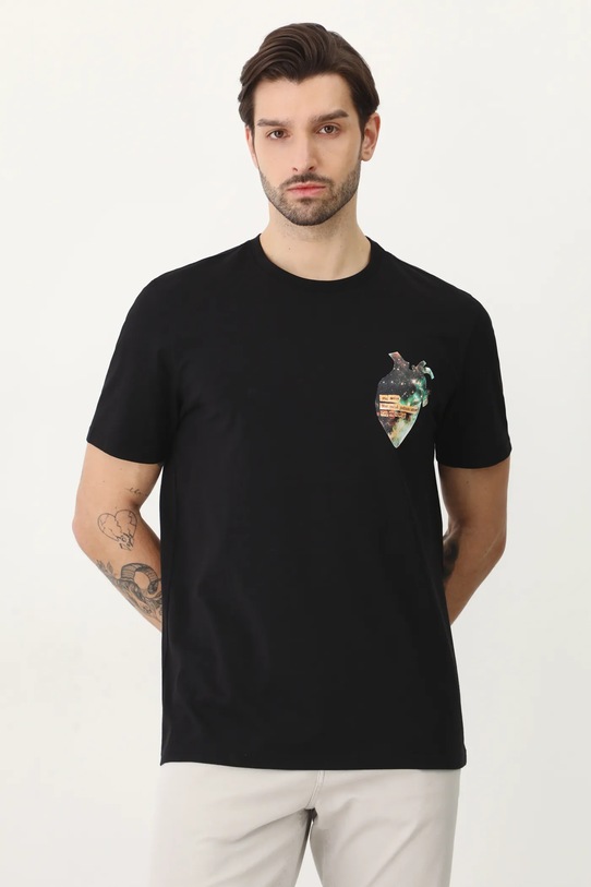 T-shirt bawełniany męski z elastanem by Magda Kubiak – Dziki Las kolor czarny RS25.TSM284 czarny RS25
