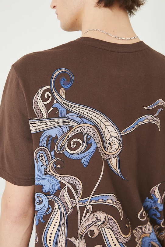 Bavlněné tričko s potiskem hnědá barva RS25.TSM302 hnědá