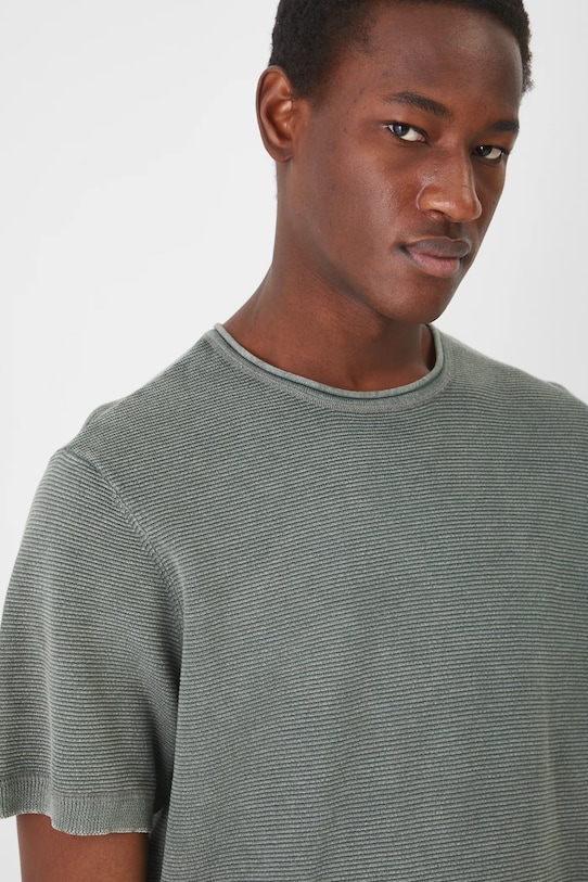 T-shirt bawełniany męski z fakturą kolor zielony zielony RS25.TSM400