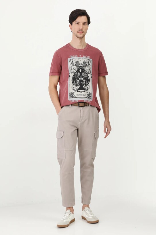 T-shirt bawełniany męski z nadrukiem kolor różowy RS25.TSM405 różowy RS25