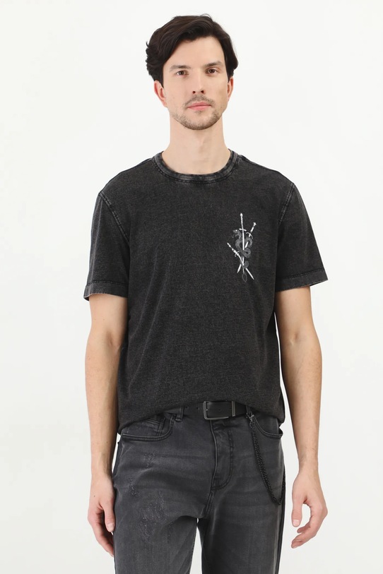 Odzież T-shirt bawełniany męski z nadrukiem kolor szary RS25.TSM406 szary