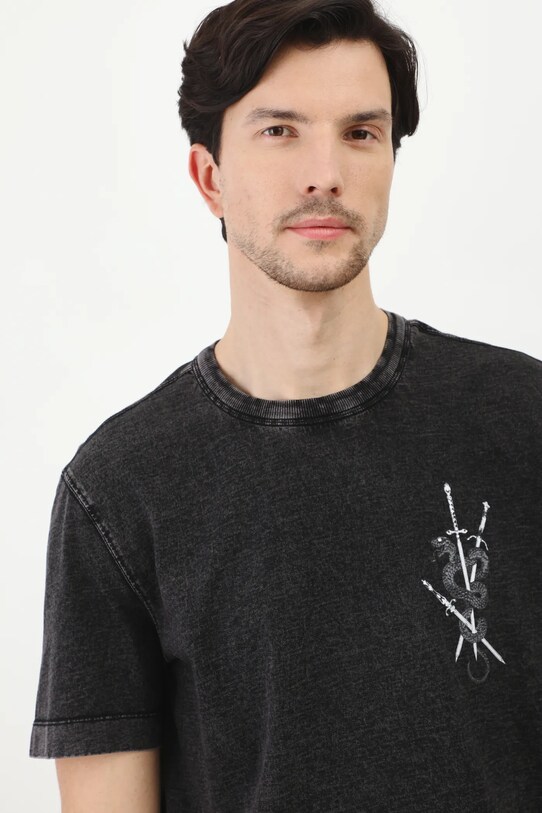 T-shirt bawełniany męski z nadrukiem kolor szary szary RS25.TSM406