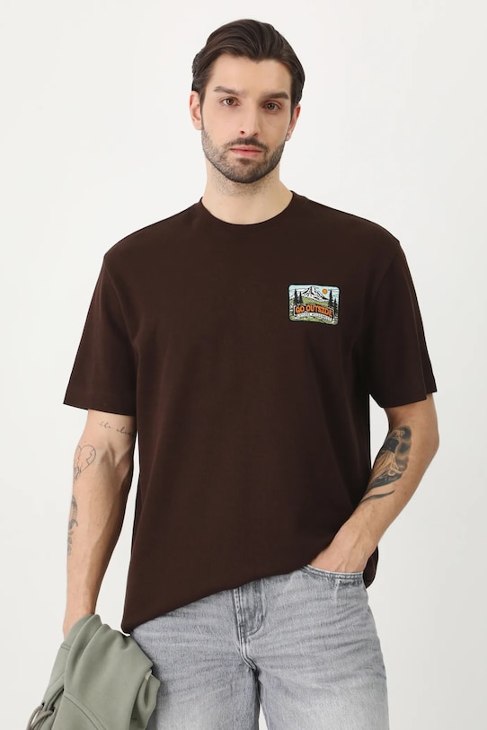 Medicine t-shirt bawełniany aplikacja brązowy RS25.TSM521