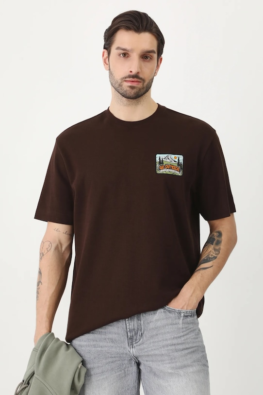 Бавовняна футболка Medicine relaxed коричневий RS25.TSM521
