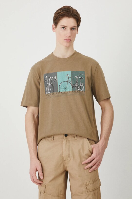 T-shirt bawełniany męski z nadrukiem kolor zielony bawełna zielony RS25.TSM601