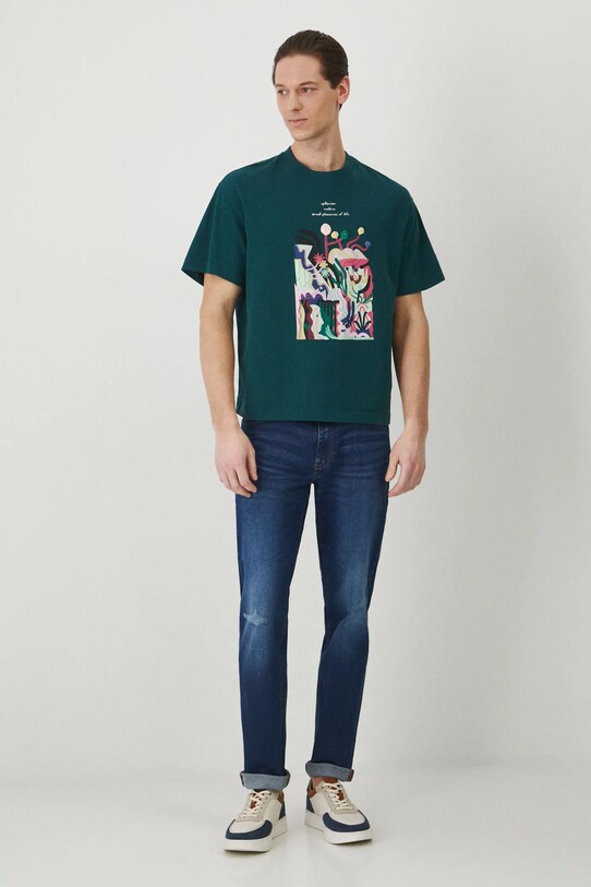 Odzież T-shirt bawełniany męski by Barbora Idesová, Sense of Values kolor zielony RS25.TSM655 turkusowy