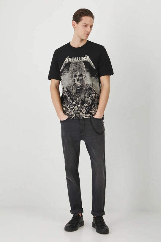 Bavlnené tričko pánske Metallica čierna farba RS25.TSM671 čierna RS25