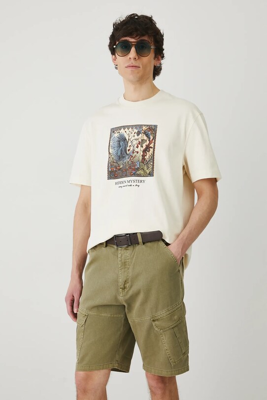 Medicine tricou din bumbac print bej RS25.TSM803