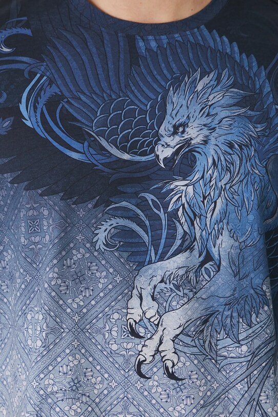 T-shirt bawełniany męski z elastanem wzorzysty kolor niebieski RS25.TSM910 niebieski