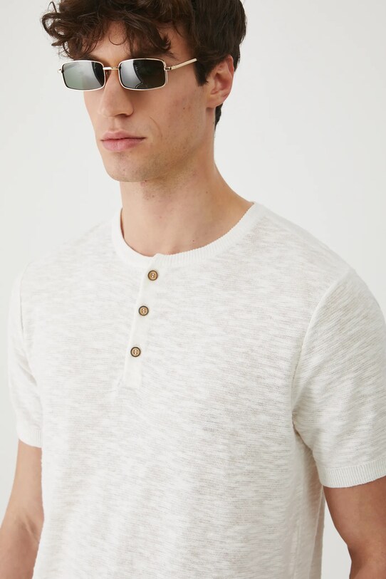 Medicine tricou din amestec de in bej RS25.TSM930