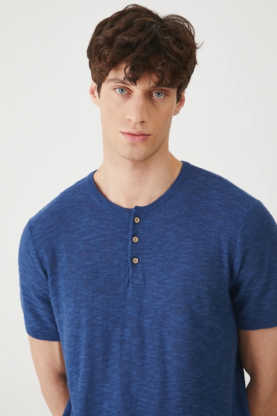Medicine tricou din amestec de in fixat albastru RS25.TSM930