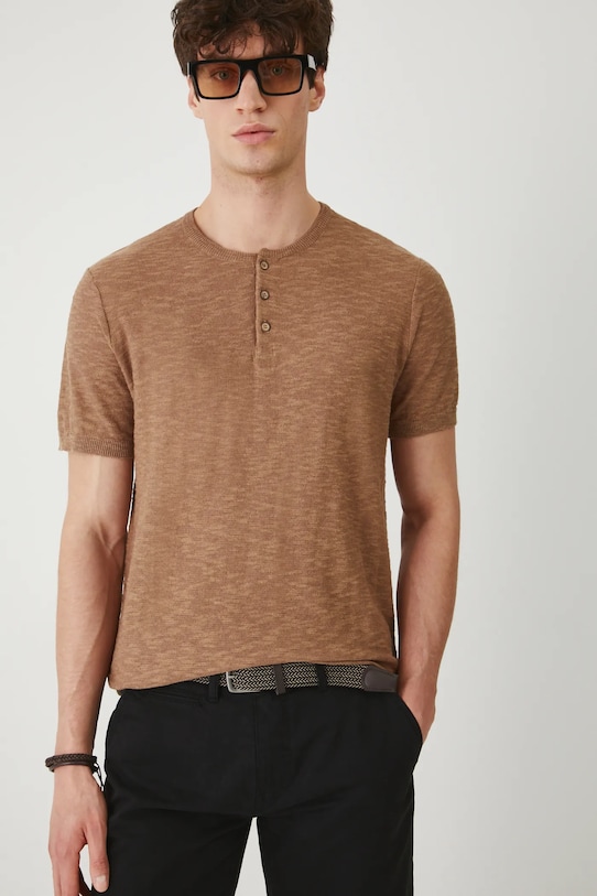 Medicine tricou din amestec de in fixat maro RS25.TSM930
