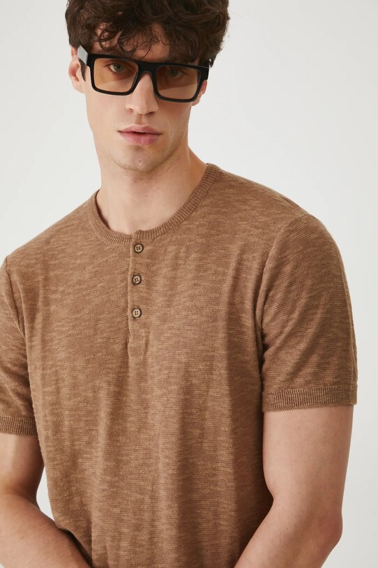 Medicine tricou din amestec de in maro RS25.TSM930