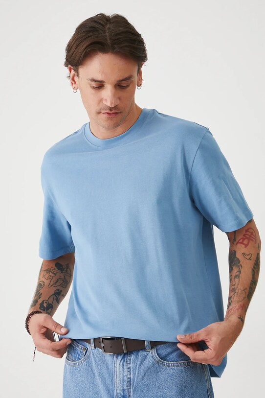 T-shirt bawełniany męski gładki kolor niebieski RS25.TSMA01 niebieski RS25