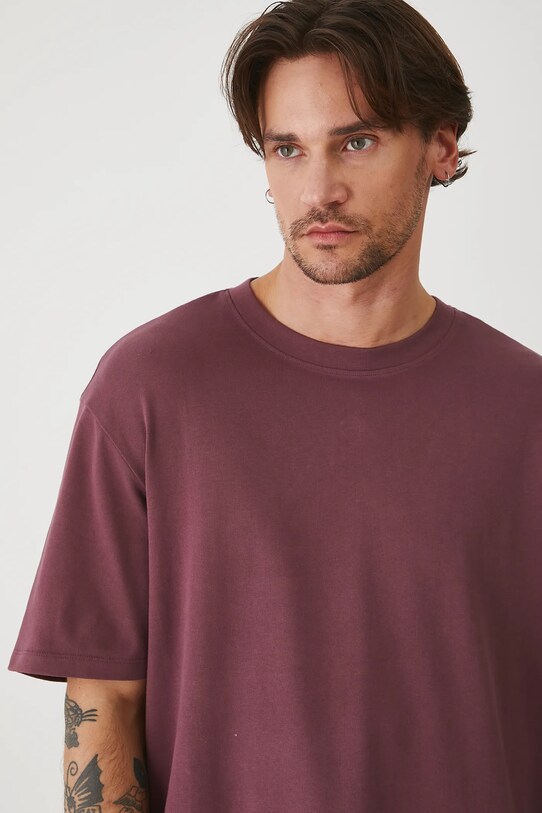 T-shirt bawełniany męski gładki kolor fioletowy fioletowy RS25.TSMA01