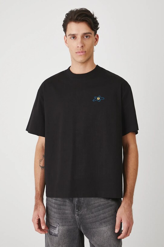 T-shirt bawełniany męski z nadrukiem i haftem RS25.TSMA13 czarny RS25