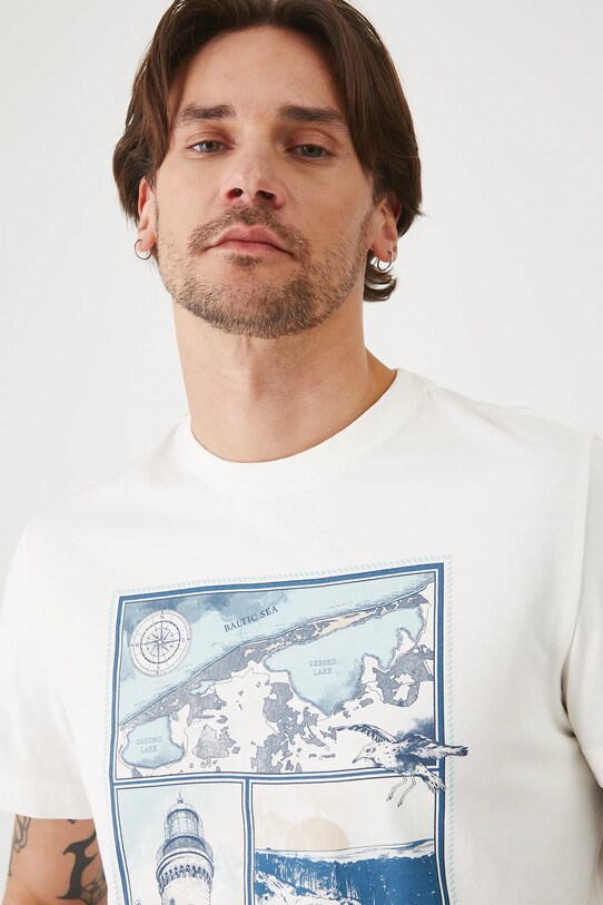 T-shirt bawełniany męski z kolekcji Medicine x Słowiński Park Narodowy kolor biały RS25.TSMA51 biały