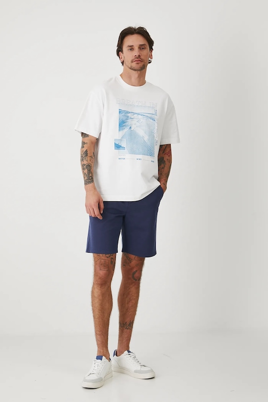 Odzież T-shirt bawełniany męski z kolekcji Medicine x Słowiński Park Narodowy kolor biały RS25.TSMA54 biały