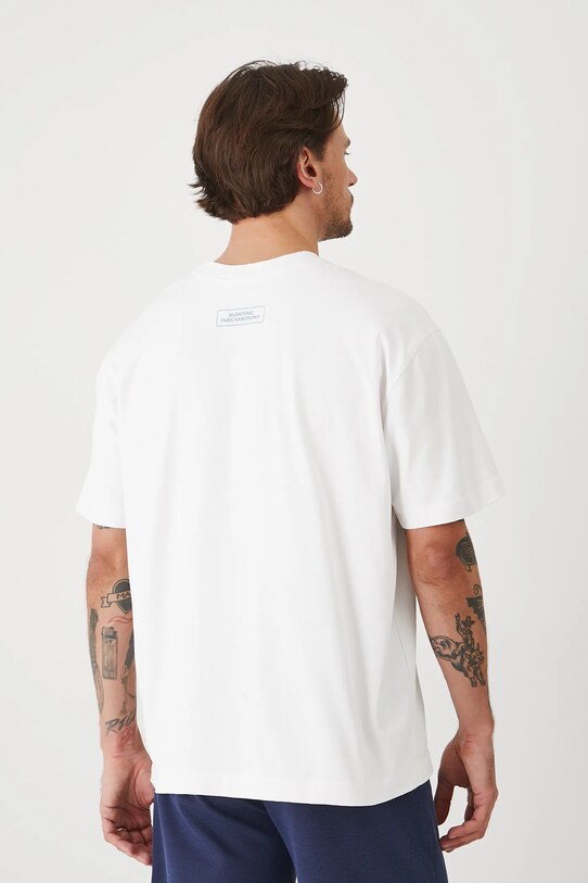 T-shirt bawełniany męski z kolekcji Medicine x Słowiński Park Narodowy kolor biały biały RS25.TSMA54