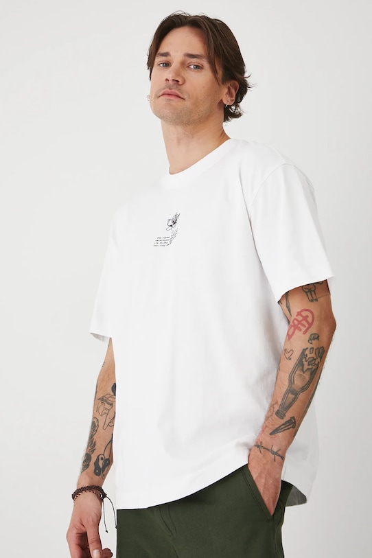 T-shirt bawełniany męski z kolekcji Medicine x Słowiński Park Narodowy kolor biały RS25.TSMA57 biały RS25