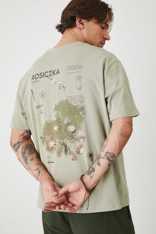 T-shirt bawełniany męski z kolekcji Medicine x Słowiński Park Narodowy kolor zielony RS25.TSMA57 zielony RS25